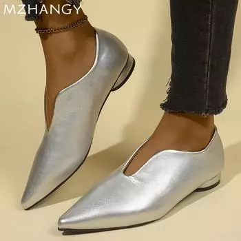 Модные женские ботильоны из кожи с острым носком, массивная обувь для женщин, тренд 2025 года, дизайнерские новые готические зимние платья, ботинки челси Mujer 35 серебряный