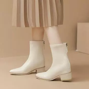 Модные женские ботильоны из мягкой кожи на высоком каблуке с застежкой-молнией, теплые зимние ботинки, женские короткие ботинки с острым носком, большие размеры 31-40 31