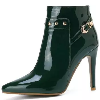 Модные женские ботильоны, лакированные, черные, зеленые, короткие, водонепроницаемые, на высоком каблуке, танцевальная обувь для вечеринок, женские, большого размера 45 50 34 абрикосовый
