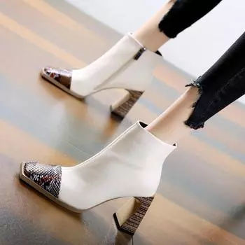 Модные женские ботильоны на каблуке 2024 года, новая коллекция весна-осень, модная женская обувь, квадратный носок, высокие каблуки, ботильоны, короткие, Botines, Botas De Mujer 35 чёрный