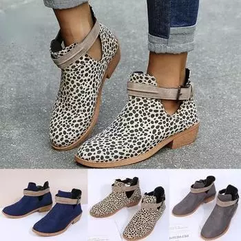 Модные женские ботильоны на квадратном каблуке, винтажные кожаные туфли, женские осенние повседневные короткие ботинки с пряжкой и круглым носком, большие размеры 35-43 35 серый