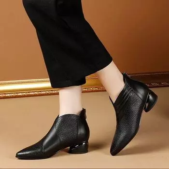 Модные женские ботильоны на низком каблуке, женские ботинки в стиле ретро, женские формальные осенние офисные туфли 40 чёрный