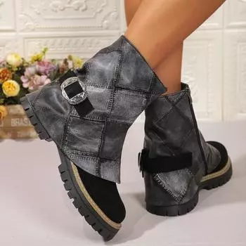 Модные женские ботильоны на платформе, новые туфли на среднем каблуке, женская зимняя обувь 2025 года, модные готические туфли на толстой подошве, модные ботинки Chelsea Botas Mujer 36 чёрный