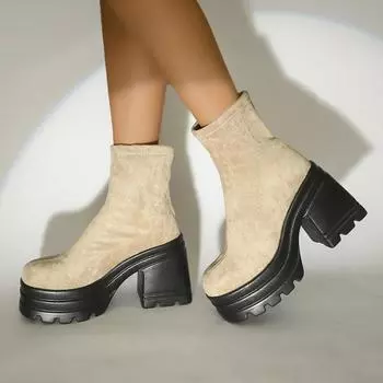 Модные женские ботильоны на платформе, очень высокие каблуки, замшевые туфли на толстом каблуке, зима 2025, тренд, повседневные туфли-лодочки, готическая вечеринка, удобные ботинки для женщин 36 легкие хаки