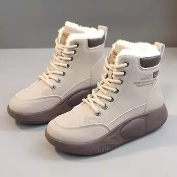 Модные женские ботильоны на толстой подошве, теплые, короткие, плюшевые, зимние 2024, высококачественные, однотонные, износостойкие туфли для женщин 35 чёрный