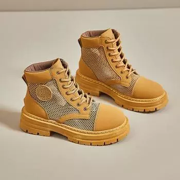 Модные женские ботильоны, новые высокие кроссовки в британском стиле, женская сетчатая римская повседневная обувь, женские летние кроссовки 35 хаки