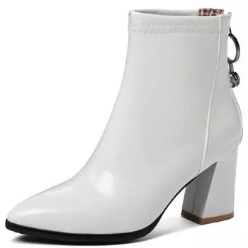 Модные женские ботильоны осень-зима черно-белые короткие сапоги водонепроницаемые лакированные туфли для вечеринок и танцев женские большого размера 46 34 чёрный