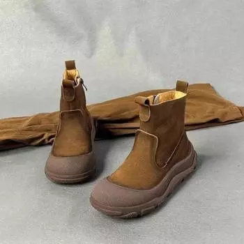 Модные женские ботильоны, полностью из натуральной кожи, женские туфли на плоской платформе, коричневого цвета, старомодные, на платформе из коровьей кожи. 35 бежевый