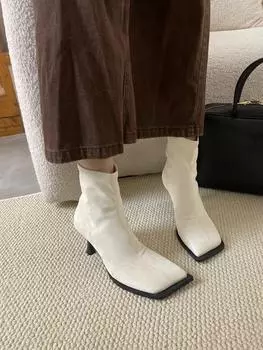 модные женские ботильоны с квадратным носком, модные гладиаторские носки, боты на тонком высоком каблуке, туфли-лодочки для вечеринок, женские размеры 35-39 225 белый