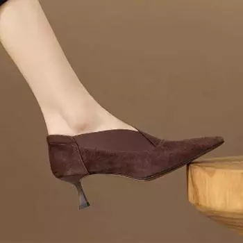 Модные женские ботильоны с острым носком, замшевые туфли на высоком каблуке, элегантные сексуальные туфли на шпильках, женские трендовые новые модные туфли-лодочки, платье, снежные туфли-лодочки Mujer 35