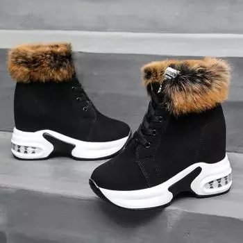 Модные женские ботильоны, теплая плюшевая зимняя обувь для женщин, ботинки на танкетке, высокие каблуки, женские ботинки, женские кожаные зимние ботинки, зимняя обувь 35 хаки