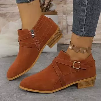 модные женские ботильоны замшевые туфли с острым носком на каблуках осенняя мода прогулочная обувь женская 2024 тренд зимние ботинки Mujer Chelsea Botas 36 светло-коричневого