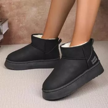 Модные женские ботильоны, зимние ботинки из замши и плюша, теплые повседневные туфли на плоской подошве, зимние толстые модные женские ботинки цвета хаки «Челси» 36 коричневый