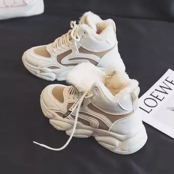 Модные женские ботильоны, зимние ботинки, зимние теплые женские туфли на шнуровке, 2024, новые модные зимние ботинки из плюша и флока, женская обувь больших размеров 35