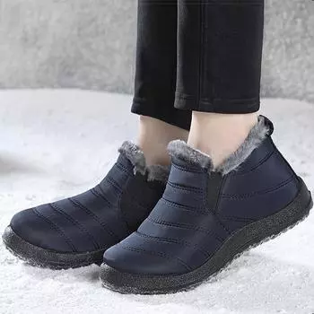 Модные женские ботинки 2024 года Ботильоны для женщин Зимняя обувь Водонепроницаемые зимние ботинки Botas Mujer Легкие меховые ботинки Зимние ботинки женские 36 чёрный