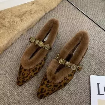 Модные женские ботинки 2024 года, зимние новые остроносые мокасины в ретро-британском стиле, теплые ботинки для женщин, повседневная женская обувь без застежек Botas De Mujer 35 чёрный