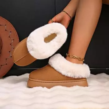 Модные женские ботинки 2024 года, зимняя мода, повседневная обувь для женщин, туфли на плоской подошве, с круглым носком, на высоком каблуке, на платформе, однотонные, Zapatos De Mujer 36 коричневый