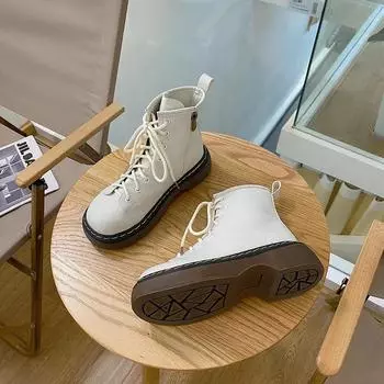 Модные женские ботинки Ботильоны для женщин Универсальные короткие ботинки на толстой подошве Туфли на платформе Женская обувь Botas De Invierno Para Mujer 35 бежевый