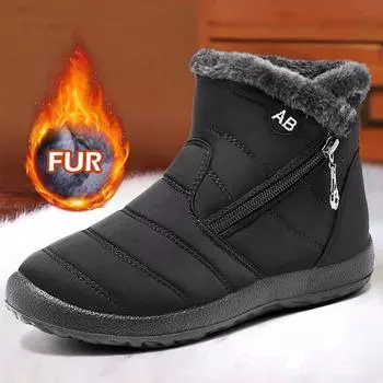 модные женские ботинки для снега, сохраняющие тепло, женские водонепроницаемые ботинки на платформе, ботинки на молнии, женские плоские модные ботинки Botas Mujer, зимние ботинки для женщин 35