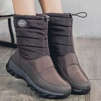 Модные женские ботинки для зимней повседневной обуви для женщин Водонепроницаемая обувь Женские теплые ботинки Женские плюшевые плоские ботинки Botas Mujer Зимняя обувь 36 коричневый