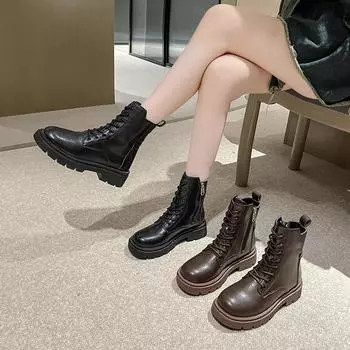 Модные женские ботинки из искусственной кожи на платформе, осенне-зимние, с мягкой подошвой, дизайнерские женские ботинки для мотоциклистов 35