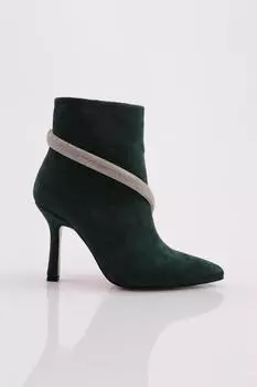 Модные женские ботинки на каблуке с крестообразной лодыжкой и цепочкой из серебряных камней Edtay