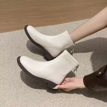 модные женские ботинки на открытом воздухе 2024 года, новые женские ботинки на толстом каблуке и платформе, повседневные удобные износостойкие ботинки Botines Mujer 35 бежевый