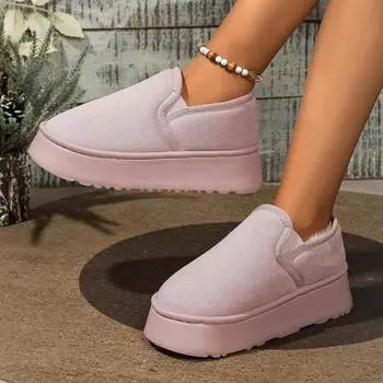 Модные женские ботинки на открытом воздухе из меха, противоскользящие, домашняя хлопковая обувь для женщин 2024 года, новые зимние теплые пушистые ботильоны для женщин Zapatos De Mujer 36-37 бежевый