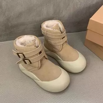 Модные женские ботинки на платформе с короткими ботильонами на плоской подошве из плюша, теплые туфли на зиму 2025 года, дизайнерские трендовые новые кроссовки для ходьбы, нескользящие ботинки для женщин 35 абрикосовый