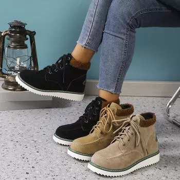 Модные женские ботинки на плоской подошве 2024 года, новые зимние модные повседневные туфли для женщин на низком каблуке с круглым носком, однотонные, большого размера, Zapatos De Mujer 36 хаки