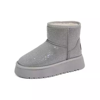 Модные женские ботинки на плоской подошве с защитой от скольжения, зимние 2024 года, высококачественные модные женские ботинки со стразами для отдыха на природе Botas Mujer 35 серебряный