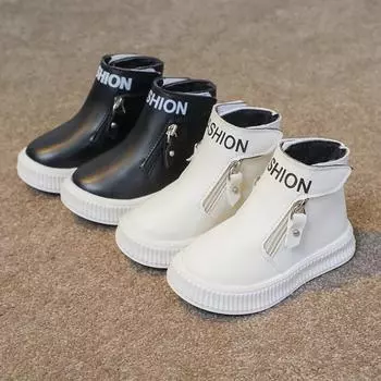 Модные женские ботинки, новые удобные женские ботинки, универсальные повседневные короткие ботинки, повседневные нескользящие ботинки для мальчиков, зимние ботинки с боковой молнией и круглым носком 21insole14cm чёрный