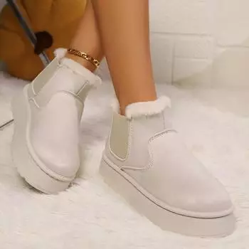 Модные женские ботинки, новые зимние высокие удобные зимние ботинки для женщин, утолщенные плюшевые теплые простые и универсальные хлопковые ботинки для женщин 36 бежевый