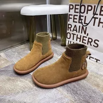 Модные женские ботинки с круглым носком, ботильоны на широкой подошве, нишевый дизайн, натуральная кожа, модная сексуальная женская обувь 2024 года, новый стиль 35 чёрный