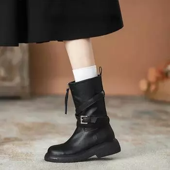 Модные женские ботинки в стиле ретро и ковбой из денима до середины голени, дизайнерская женская обувь на платформе, модные женские ботинки на мягкой подошве для осени и зимы 35