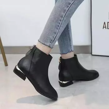 Модные женские ботинки Zanpace, модные женские ботильоны с острым носком и шнуровкой, женские туфли на низком каблуке, кожаные ботинки повседневного черного и красного цвета 5 чёрный