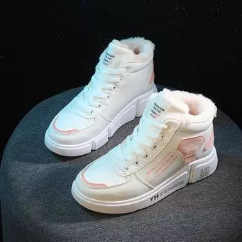 Модные женские ботинки Зимние ботильоны для женщин Хлопковая обувь Женские зимние ботинки на платформе Botas Mujer Теплые женские плюшевые туфли 35 розовый
