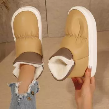 Модные женские ботинки, зимние теплые хлопковые ботинки, толстая подошва, водонепроницаемые зимние ботинки, женские нескользящие туфли на платформе, женские сапоги Zapatos De Mujer 36-37 хаки