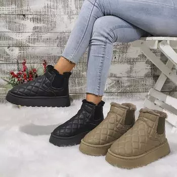Модные женские ботинки зимние толстые теплые удобные зимние ботинки женские уличные модные повседневные легкие туфли женские Botas De Mujer 36 чёрный