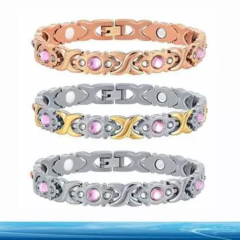 Модные женские браслеты из нержавеющей стали с бриллиантами, инкрустированные титановой сталью, не выцветают