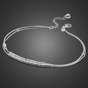 Модные женские браслеты с колокольчиками из 100% стерлингового серебра 925 пробы, женский браслет с двойной цепочкой, ювелирные изделия для ног, пляжные босоножки 26 см