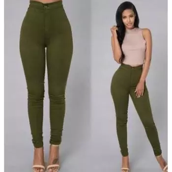Модные женские брюки, эластичные леггинсы с высокой талией, брюки XL зелёный