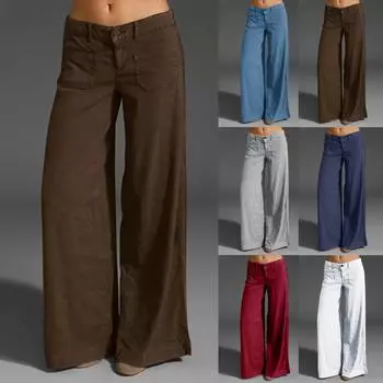 Модные женские брюки-карго с низкой талией и широкими штанинами, повседневные свободные длинные хлопковые брюки на молнии спереди S белый