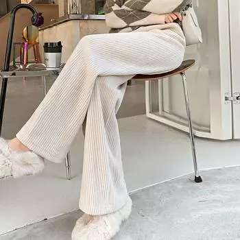 Модные женские брюки прямого покроя с высокой талией, осенне-зимние, элегантные, повседневные, свободные, простые, длинные, однотонные брюки для женщин 2347 S чёрный