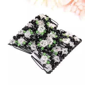 Модные женские бусины, эластичный двойной зажим для волос, эластичный аксессуар белый