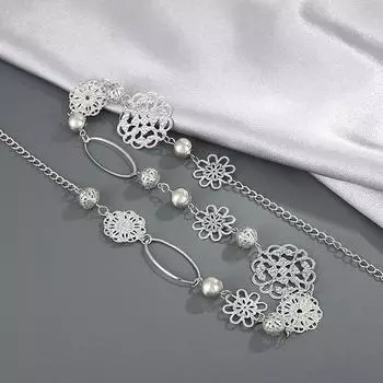 Модные женские цепочки для тела, полые, резные, этнический стиль, металлическая цветочная цепочка для талии, украшения для тела, юбка, украшение для женщин, пояс серебряный