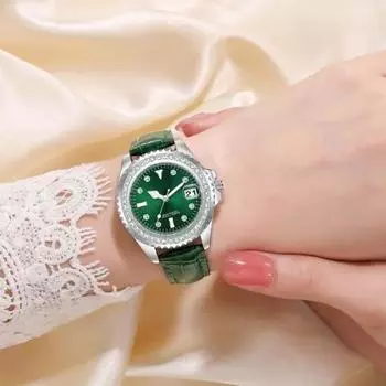 Модные женские часы, элегантные женские кварцевые наручные часы, роскошные подарки, часы для жены, семьи, друга зелёный