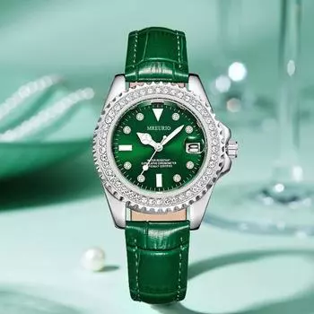 Модные женские часы Diamond Green Water Ghost женские часы с календарем на поясе зелёный