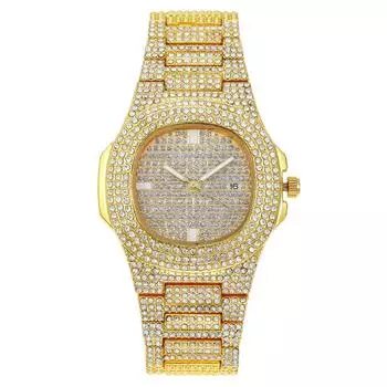Модные женские часы Gypsy Full Diamond Calendar с инкрустацией бриллиантами, кварцевые часы для женщин чёрный