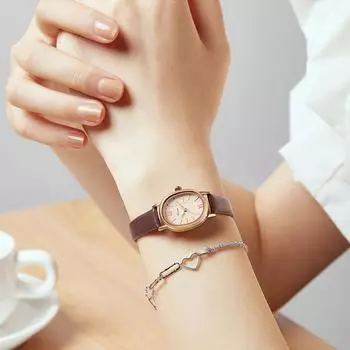 Модные женские часы овальные компактные кварцевые часы маленькие свежие водонепроницаемые наручные часы для женщин